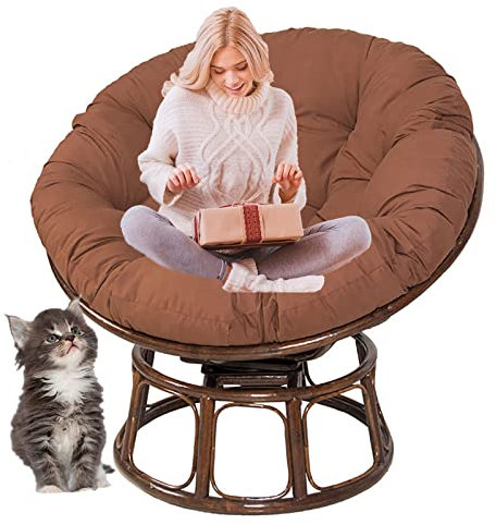 SRHWBF Polster Für Papasansessel Auflage Papasan Stuhlkissen Dicke Runde Sitzpolsterung Bequeme Übergroße Liege Wicker Hanging Egg No Chair (Brown Ø180cm/70.8 in)