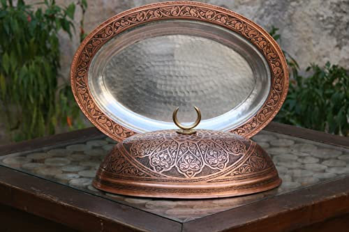 Turkish Handmade Special Serving Plate / Carved Copper Serving Plate / Kitchen Decor(29x40)