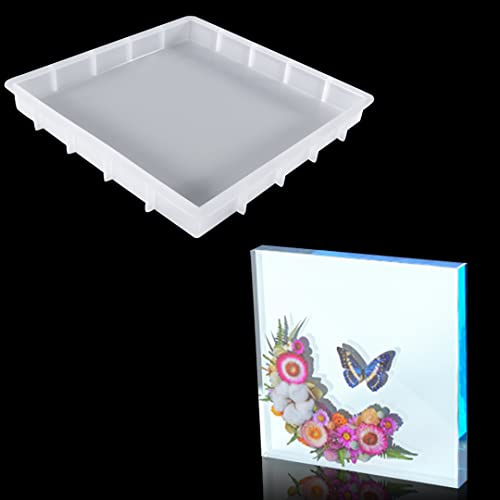 Zayookey Stampo a Quadrato in Resina per Colata Stampo in Silicone Epossidico di Cristallo Campioni per Fai Da Te Cornici Foto Sottobicchiere in Resina Sapone Resin Mold (21,6x21,6cm)