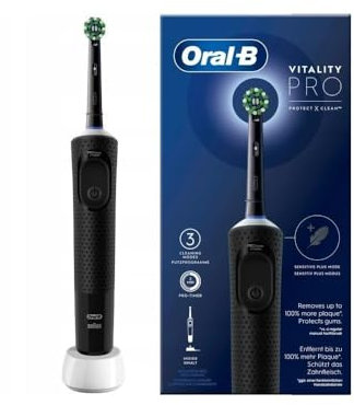 Oral-B Vitality Pro Cepillo de Dientes Eléctrico con Mango Recargable y 1 Cabezal, Diseñado Por Braun, Regalos Originales - Negro