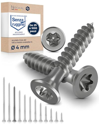 Edelstahlschrauben Torx Holzschrauben 4x60 Edelstahl V2A rostfrei Spanplattenschrauben für Holz Teilgewinde 4mm stark 60mm lang 100 Stück Schrauben Holz A2