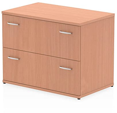 OPO Impulse Freestanding Storage Side Filer Mechanism & Lockable Office Storage 2 Drawers | Heat Resistant Beech Melamine Finish Beech