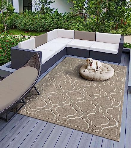 Taracarpet Teppich Indoor & Outdoor Teppich Capri mediteranes Florentiner Design, rechteckig, Höhe: 5 mm, Kurzflor Balkon Terrasse Küchenteppich Wohnzimmer beige 160x230 cm