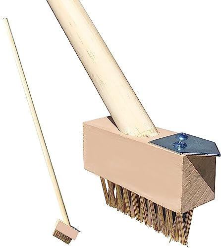 Efficient Patio Weed Remover Tool: Long-Handled Brush For Cleaning Patios, Block Paving, & Driveways – Angled Wire Bristles, 120cm Handle, & Built-in Blade Scraper To Tackle Weeds & Moss Build-Up
