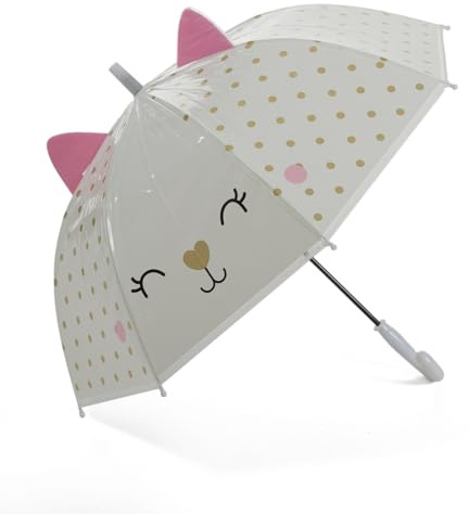 GALLOTTI Ombrello bambina automatico con orecchie in vari colori, ombrello per bambini lungo 66 cm, ombrello bimba da pioggia