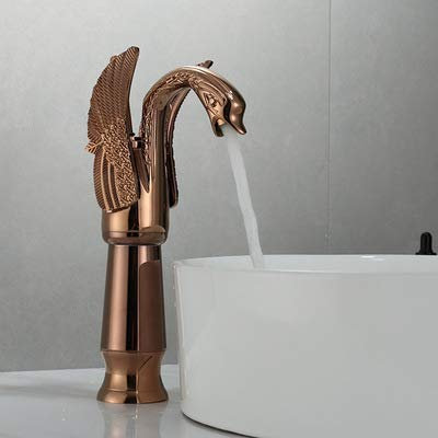 Waschbecken Warm- und Kaltwasserhahn sitzend Einloch-Aufsatzwaschtisch-Waschtischmischer Armatur, hoch