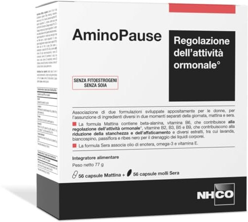 NHCO AminoPause 56 Capsule Mattina - 56 Capsule Molli Sera - Integratore Alimentare Regolazione dell'Attivitá Ormonale