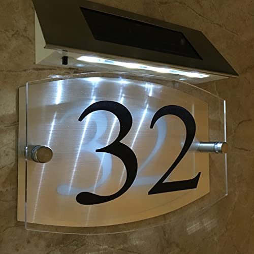 Buzuiun SIGN Numero civico illuminato a LED a energia solare 1-99999 | Effetto cristallo