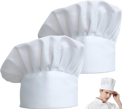 QHFlashbuy 2 Stück Kochen Kochmütze,Verstellbar Unisex Koch Hut Elastische Kochkappe,Kochmütze Chef Hut Professionel für Restaurant Kochen BBQ Backen Küche Bäckerhaarnetz