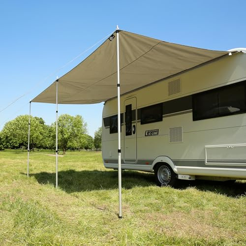 your GEAR Toldo para caravana de Caravan Tarp TC, toldo impermeable de algodón con protección UV 50+, barras telescópicas de aluminio, en 5 tamaños (beige/arena, 300 x 240 cm)