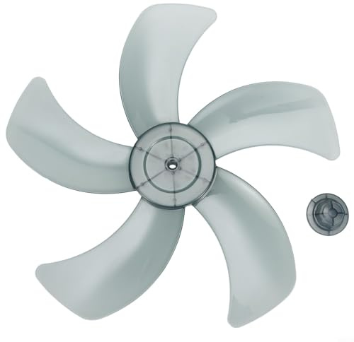QOXEZY 40,6 cm Lüfterblatt, Kunststofftisch, fünf Blätter, Lüfterblätter mit Mutterabdeckung, Ventilator-Tischventilator-Ersatzteil für Sockel (schwarz)