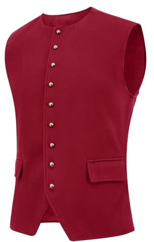 Runcati Mens Colonial Vest Renaissance Medieval Viking Costume Gothic Steampunk Halloween Retro Waistcoat