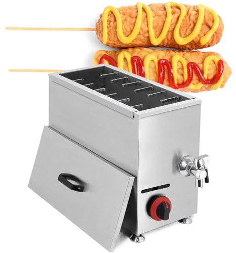 Beachtiful Friteuse pour Chien de Maïs, Machine Commerciale de Fabrication de Bâtonnets de Hot-Dog au Fromage, Friteuses à Gaz avec Couvercle, pour Cuisine, Restaurant, Snack-Bar, Cantine, Maison