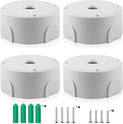 4 cajas de conexiones para cámara de vigilancia, caja de conexiones impermeable para cámara de vigilancia, blanco, gran capacidad de almacenamiento, caja de conexiones universal para cámaras de
