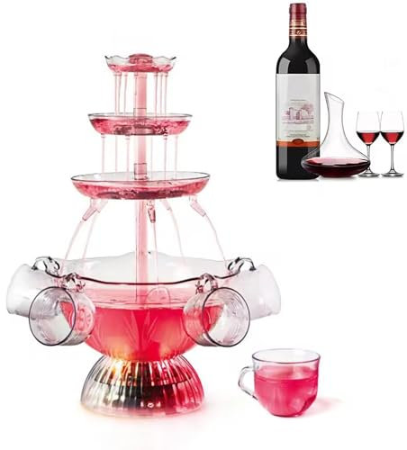 Lighted Base Electric Fountain Party Drink Machine | Cocktail Red Wine Beverage Beer Fountain with Reusable Cups for Drinking Games