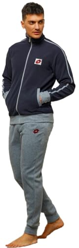 Lotto Tuta Pile Uomo calda Invernale Stile Sportivo - Tuta Relax Uomo Molto Calda taglie S M L XL XXL in Pile con Zip (IT, Testo, M, Regular, Regular, BLU GRIGIO 222)