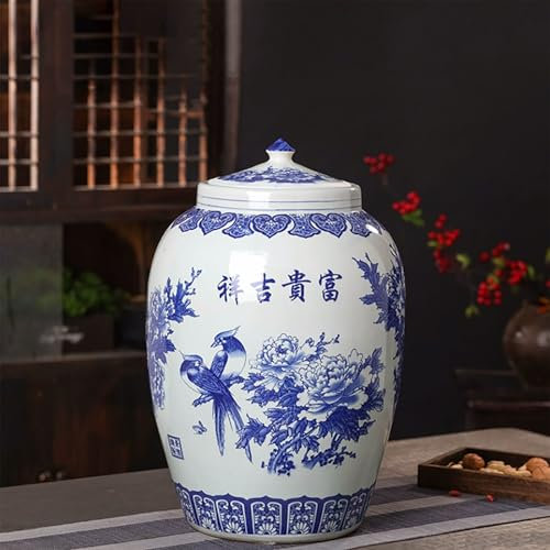 Rice Dispenser Ceramic Rice Container Rice Container Rice Bucket Rice Storage Container Rice Bin Rice Storage Container Rice Jar Rice Container Food Storage Jar Ceramic Rice Dispenser(A,110lb/50kg)
