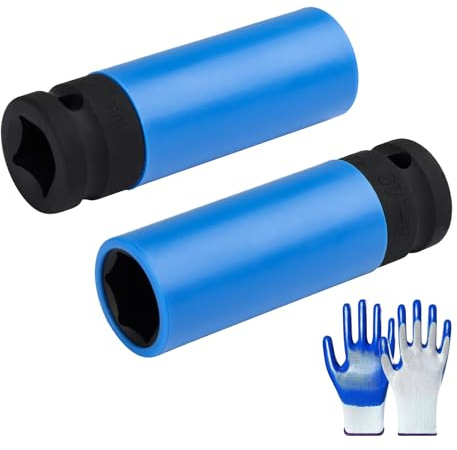 2 Piezas Vaso de Impacto 17 mm Llave de Rueda con Protector Plástico | PLCatis Llave de Vaso Impacto 17mm para Llave de Impacto Cambio de Neumáticos con Manguito Protector