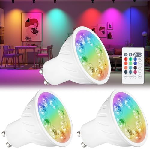 Noobibaba GU10 RGB LED Lampe 5W Farbwechsel 3er-Pack