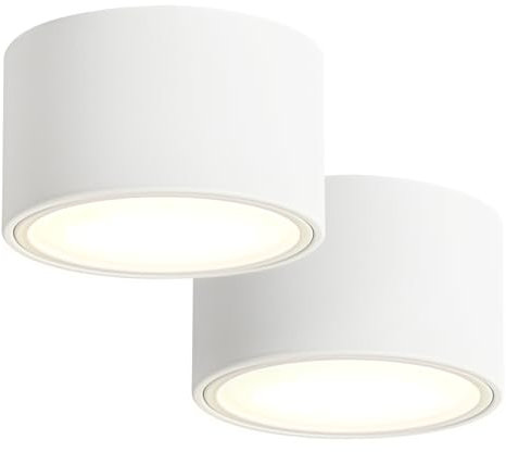 KYOTECH LED Faretto da Superficie - 3000K Bianco Opaco Faretti da Soffitto 6W 550LM GX53 Faretti da Superficie - Ø95x55mm 230V Lampada da Soffitto per Camera da Letto Soggiorno, 2 Pezzi