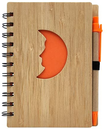 Leddy Living Taccuino Ecologico con Copertina in Bambù e Penna – Blocco Note 12x16 cm con 150 Pagine a Righe – Quaderno Appunti per Scuola Ufficio Viaggio (Colore Casuale) (LUNA)