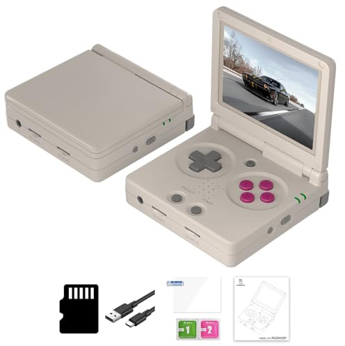 RG35XXSP - Consola de juegos portátil con tapa retro RG35XX SP, sistema Linux, pantalla IPS de 3.5 pulgadas, 64G, precargada, 5532 juegos, RG 35XXSP, compatible con salida de TV HDMI, 5G, WiFi