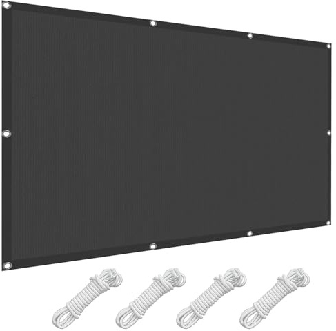 Sonnensegel Wasserdicht Rechteckig 0.8 x 3.5 m Wasserdicht Rechteckig, UV Schutz Schattiernetz Sonnensegel, Sichtschutz Garten mit Ösen Und Kordel, Nach Mass für Balkon Terrasse Garten, Dunkelgrau