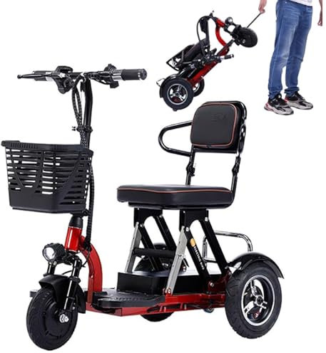 DGHKB Portable Folding Mobility Scooter,Mobility Scooters for Adults,Scooters for Senior Citizens,3-Wheel Mobility Scooter,Contains 20AH Lithium Battery A