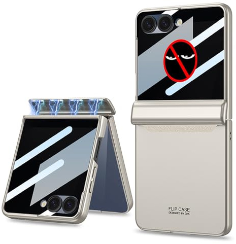 COQUE Galaxy Z Flip 7 fodral med integritetsfilm, skal skyddsfilm integrerat gångjärn vikbart allomfattande skal, vikbart telefonskydd för Samsung Galaxy Z Flip 7 5G-guld