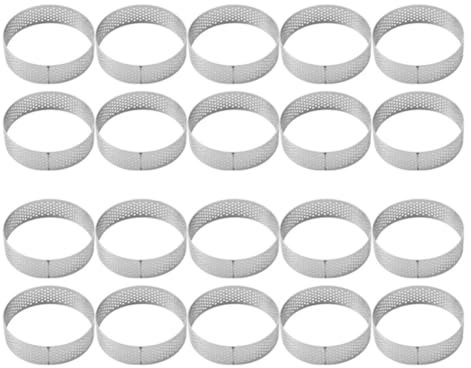 Barturry 20 Comptes de 7 cm de Diamètre en Acier Inoxydable avec Perforations pour Une Meilleure Cuisson des Quiches et des Tartes Aux Fruits.