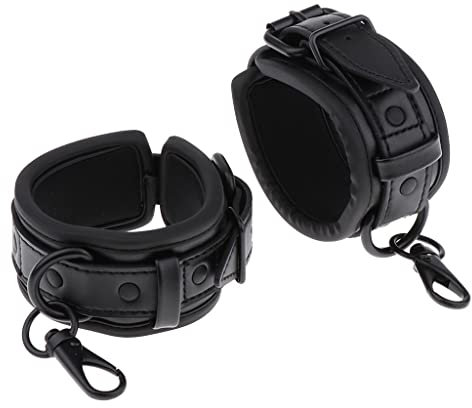 rockible Esposas de Cuero sintético Ajustables para Adultos de sujeción de Manos y pies, Negro