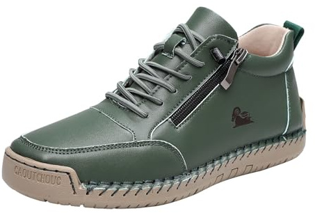 Mocasines Mujer Stitching Boots Invierno Cálidos Slip On Suela Suave Zapatos Casuales Color Sólido Trendy High-Top Plana Amortiguación Deportiva Outdoor Running Casual Botas cortas con cordones, 35