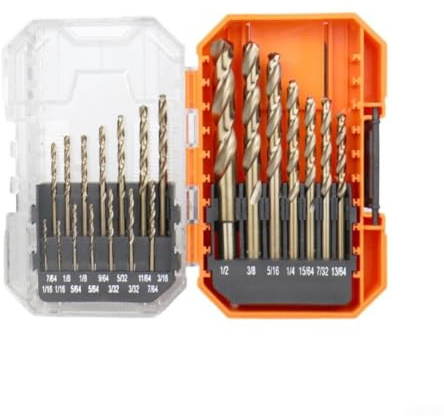 UrbanHui Juego de 21 brocas de cobalto de acero de alta velocidad para metal, madera y plástico con punta piloto y estuche de almacenamiento