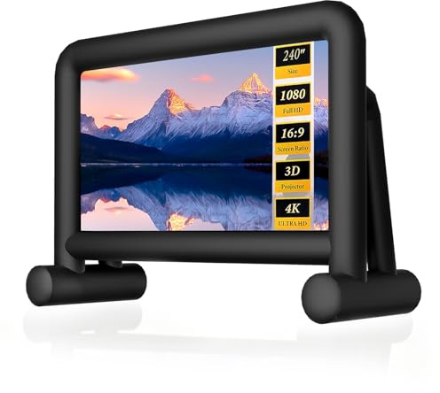 20Ft Portable Inflatable Projector Screen with Build-in Air Blower and Carry Bag, Double-Sided Projection Easy Set Up One-Piece Design Inflatable Screen Outdoor for Backyard Movie Night Pool Party