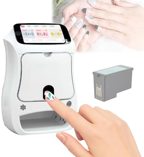 GCLCPAEN Automatischer Nageldrucker,Intelligenter Tintenstrahldruck,5-Zoll-Touchscreen, WLAN/Bluetooth,Umfangreiche Bildbibliothek,Inklusive Tintenpatrone Und Gel-Nagellack,Geschenkidee Für Mädchen