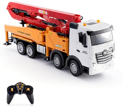 ERYUE Jouet de Camion Pompe à Béton télécommandé Haute Fréquence – Véhicule de Construction Réaliste avec Fonction Pompe à Eau – Parfait pour Les Enfants âgés 8 Ans et Plus (Jaune #-1)