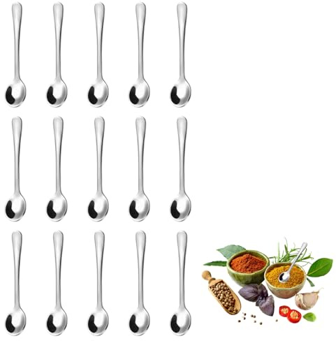 15 Stück Kaffeelöffel & Espressolöffel 7,5 cm, Robuste Mini-Löffel, Teelöffel, Gewürzlöffel & Dessertlöffel, Perfekt für Gewürze, Honig, Kaffee, Tee & Desserts, Spülmaschinenfest
