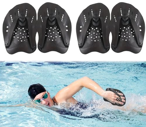 2 Paar Schwimmpaddel Hand Paddles Schwimmen Handpaddel mit verstellbaren | Riemen PoolTrainingsgerät Schwimmtrainingsgerät Schwimmflossen für Erwachsene