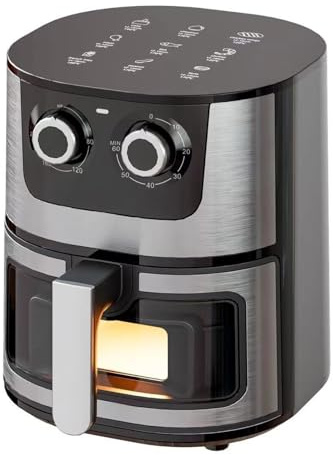 Friggitrice Ad Aria in Acciaio Inox Da 7 Quart Con Finestra Di Ispezione, Forno-Friggitrice Smart Da 2400w, Grande Elettrodomestico Senza Olio per Famiglie Numerose, Touchscreen Digitale(Style B)