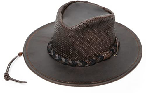Herren Leder Outback Hut Dk Braun X-Large