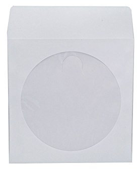 Maxtek 1,000 Pieces White Paper CD DVD Sleeves Envelope Holder with Clear Window and Flap, 80g Economy Weight.