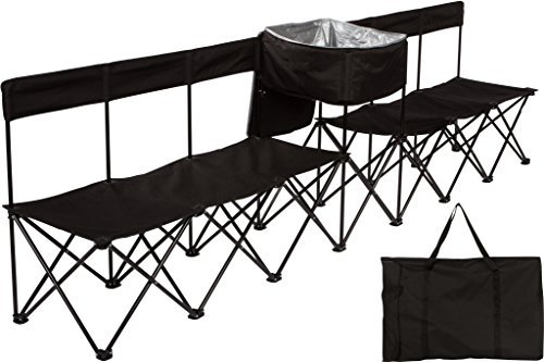 Trademark Innovations Sideline Sitzbank, 6-Sitzer, Schwarz
