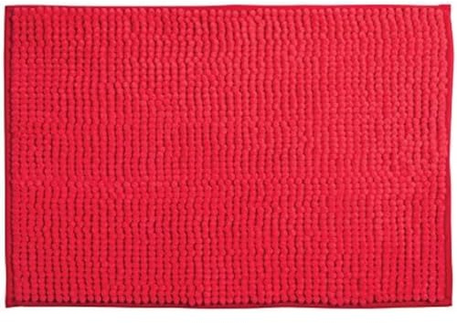 MSV – Chenille-Mikrofaser-Badematte – Langflorig, rutschfest – Maschinenwaschbar – Praktische Aufhängeschlaufe – Optimaler Komfort und Hygiene – Rot – Einzeln – 40 x 60 cm