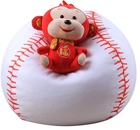 ele ELEOPTION Kindersitzsack Kinder Sessel Stofftier Aufbewahrungtasche Großes Fassungsvermögen 26'' Spielzeugaufbewahrung für Kinder Stofftier Plüschtiere Decke (Baseball Design)