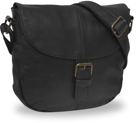 Gusti Cuir Sac à main - Candice Sac Bandoulière Femme en Cuir de Vachette, Design Élégant, Bandoulière Réglable, Fermeture Zippée et Magnétique, Noir