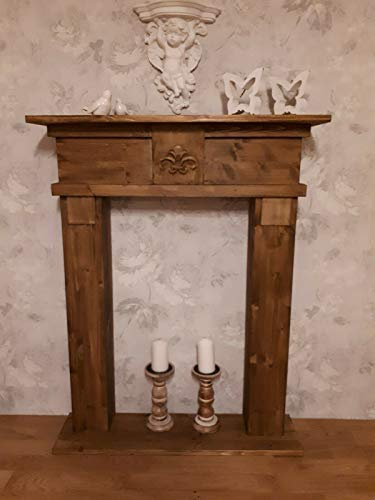 Wolkenstube Cheminée décorative marron vieilli, console de cheminée, bordure de cheminée marron (70 cm de largeur)