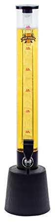 BeerSquad Beer Tower - 3L 100 oz. Clear Beverage Tower Dispenser with Included Ice Tube, Easy Clean, Dual Action Integrated Tap