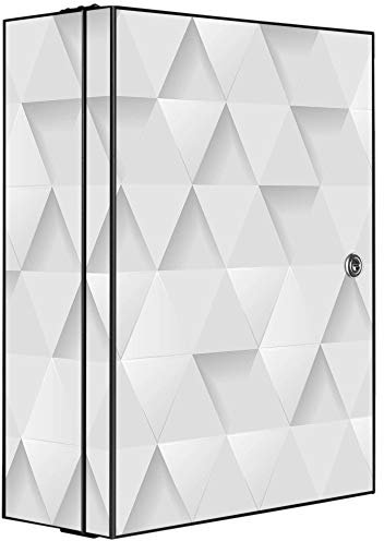 banjado Medizinschrank abschliessbar mit Motiv Weisse Dreiecke 35x46x15cm - großer Arzneischrank für die Hausapotheke - Medikamentenschrank aus Metall zur Medikamenten Aufbewahrung