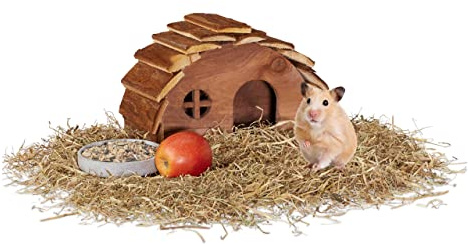 Relaxdays Maison de Hamster en Bois, avec Fond, Maison de Rongeur, Souris, Accessoire de Cage de Hamster, 17x25x15 cm
