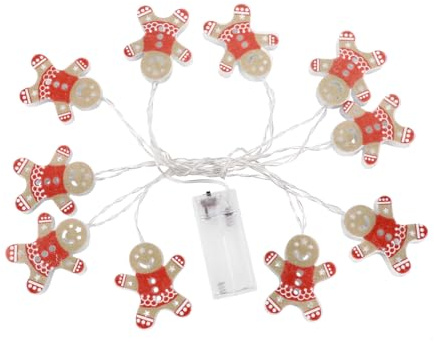 SOLUSTRE 2 10Leds Weihnachtsschnur Licht Lebkuchenmann Schnur Licht Urlaub Weihnachtsfeier Innenatmosphäre Draht Schnur Lampe Dekoration